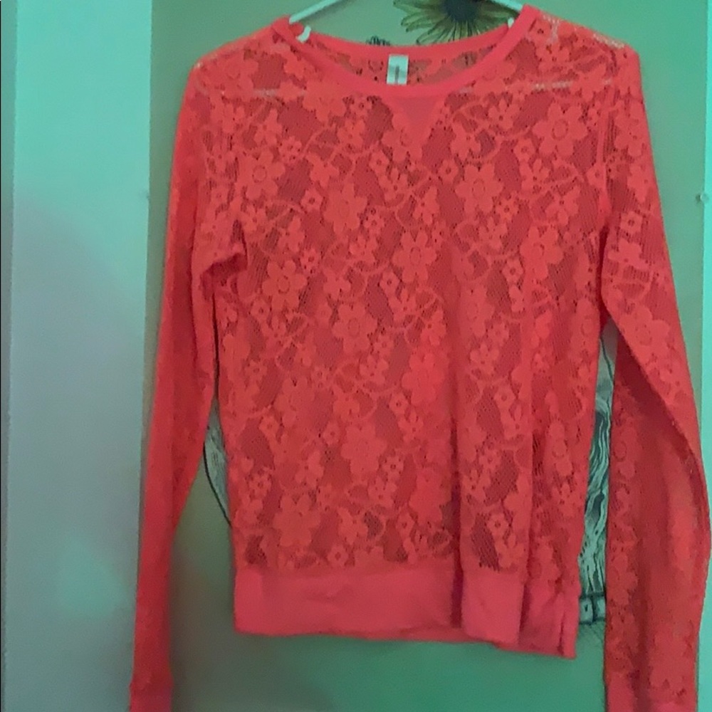 Hot pink lace shirt